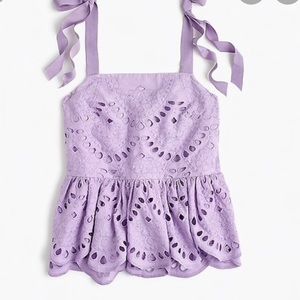 MOVING SALE!!! OBO!! J Crew Lavender Tie-shoulder Eyelet G8453 Tank Top/Cami!